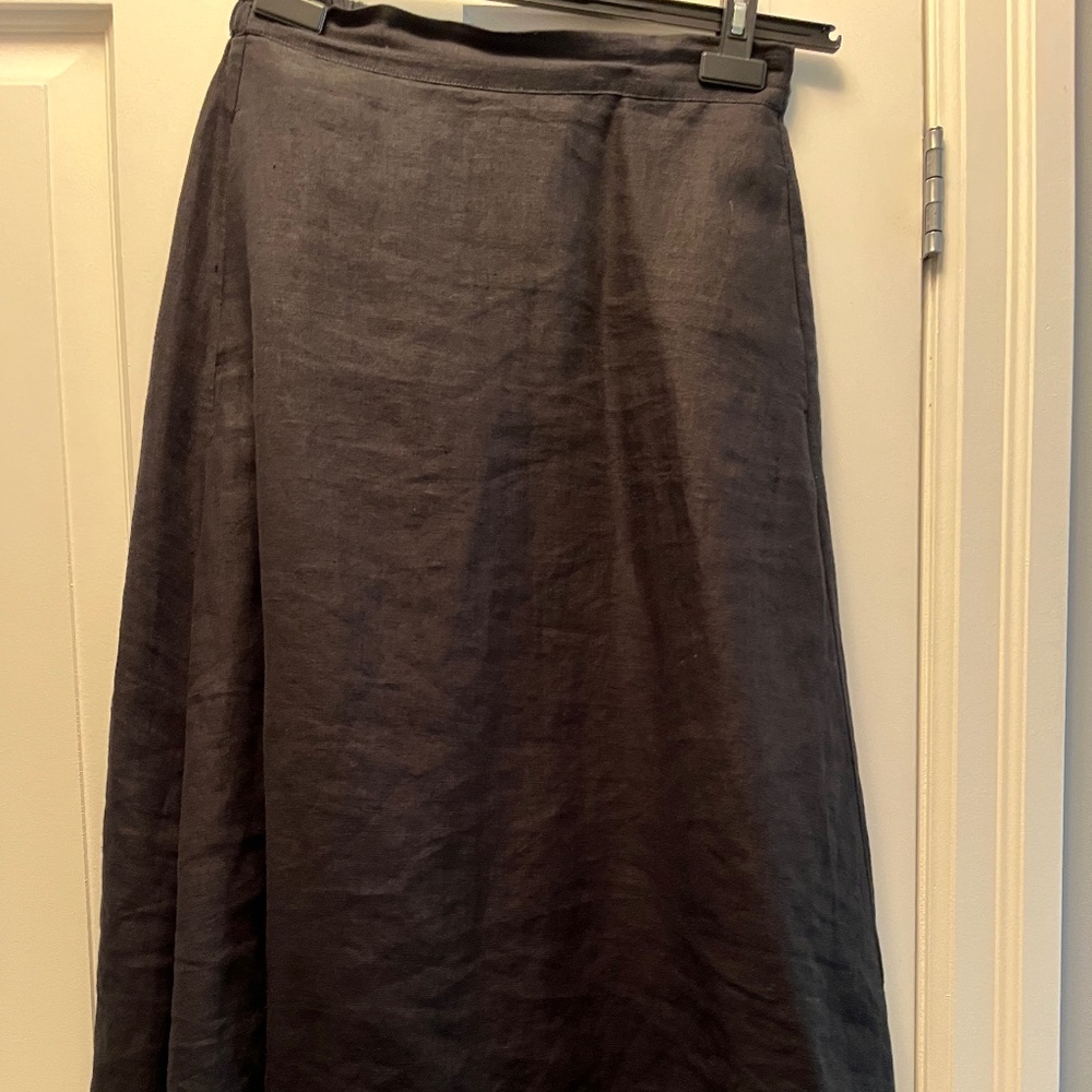 Marimekko midi skirt - black linen.